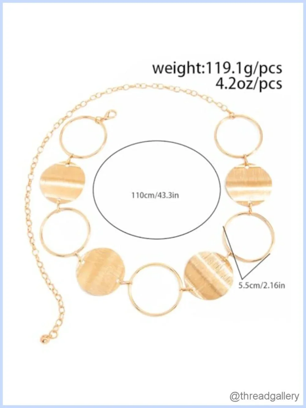 Chunky Gold Plated Circle Disc Body Chain Belt Women Festival Jewelry Adjustable